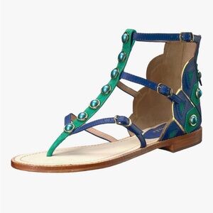 Kate Spade Blue and Green Embellished Sandals